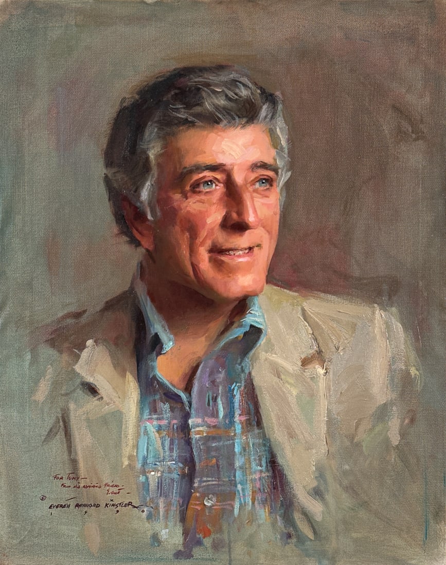 Everett Raymond Kinstler, American, 1926-2019, Ex-Tony Bennett Estate: Everett Raymond Kinstler, American, 1926-2019, From The Personal Collection Of Tony Bennett, Ex-Julien's "Tony Bennett: A Life Well Lived" Auction, Lot 710, April 19, 2024, Portrait Of Tony Bennett, O