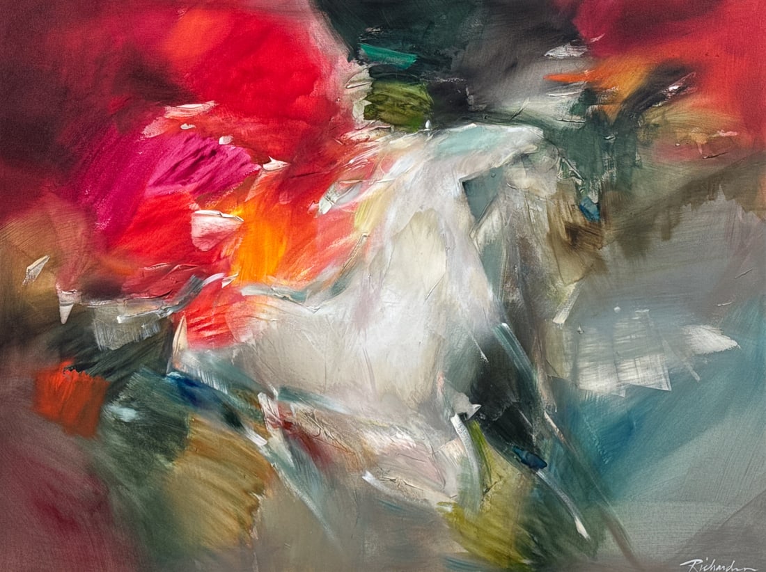 Jean Richardson, Born 1940, American/Oklahoma: Jean Richardson, Born 1940, American/Oklahoma, Oil On Canvas, Summer Sunburst, Signed Lower Right, Sight Height 35.5, Width 47.25 Inches, Frame Height 44, Width 55.5, Canvas Stable And Colors Strong.