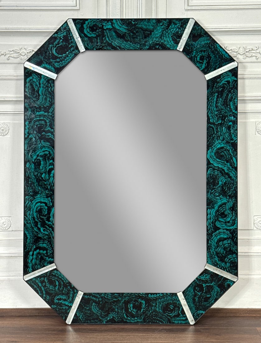 Eglomise Faux Malachite Mirror (1 of 4)