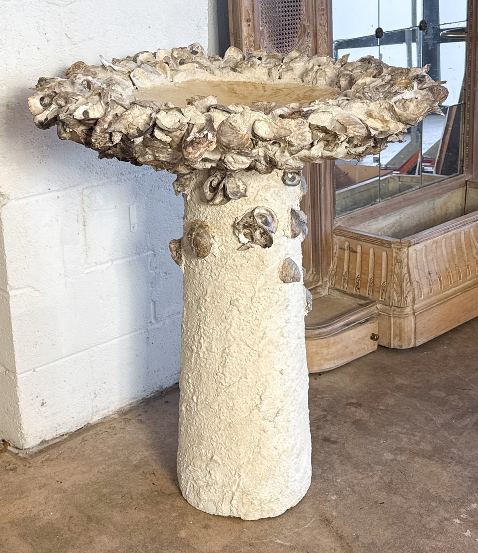 Oyster Shell Grotto Birdbath - 3