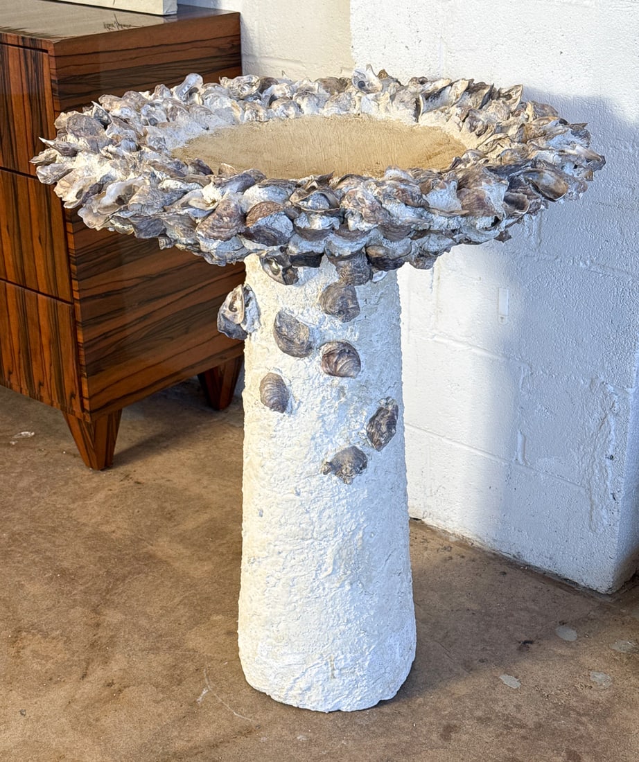 Oyster Shell Grotto Birdbath - 4
