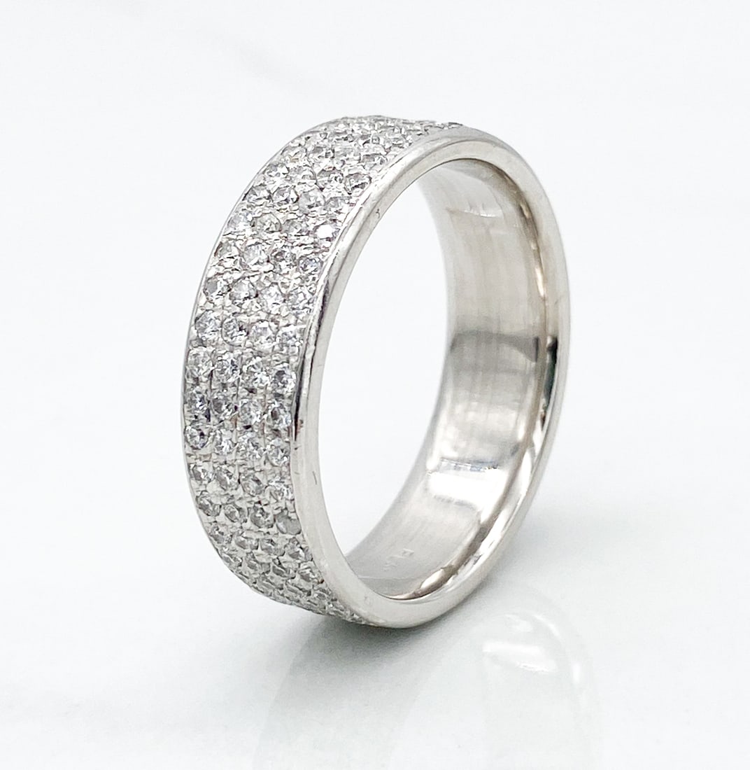Gent's Platinum And Natural Diamond Ring: Gent's Platinum And Natural Diamond Ring, Approximately 2.42ctw Natural Diamonds, K-M Color, Si-I Clarity, Size 12.25, Width 7.7mm, Weight 18.7 Grams. Wire Transfer Or Zelle Required For All Jewelry