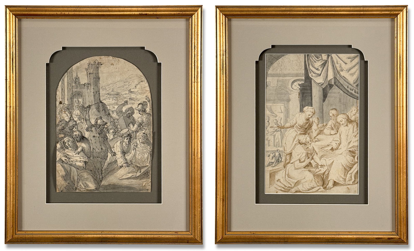 Two Old Master Works On Paper: Two Old Master Works On Paper, After Federico Zuccaro (Italian, 1541-1609), Christ Falls Carrying The Cross, Etching On Laid Paper, Stamped Lower Left And Z Stamp Lower Right, Pencil Inscribed Verso