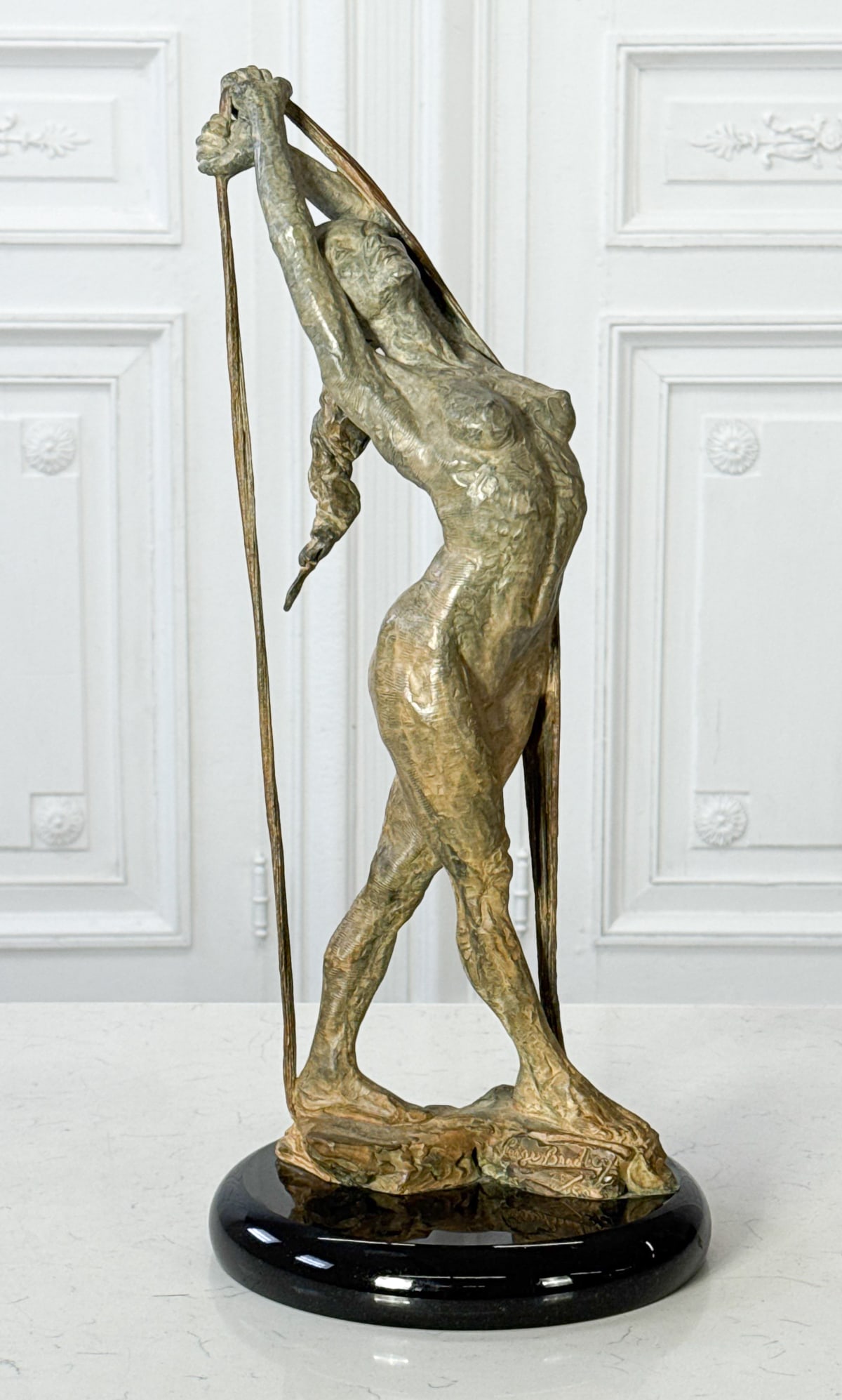 Paige Bradley, American, Born 1974: Paige Bradley, American, Born 1974, Release, Half-Life, 2016, Bronze, Signed And Numbered 2/150 On Base, Figure Height 20 Inches, On Belgian Marble Plinth, Overall 21.75 X 8.5 Inches, Presents Well