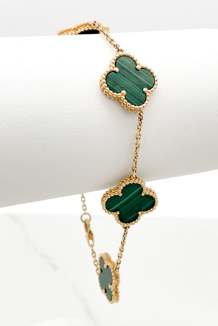 Alhambra Style Malachite And 14k Bracelet (1 of 2)