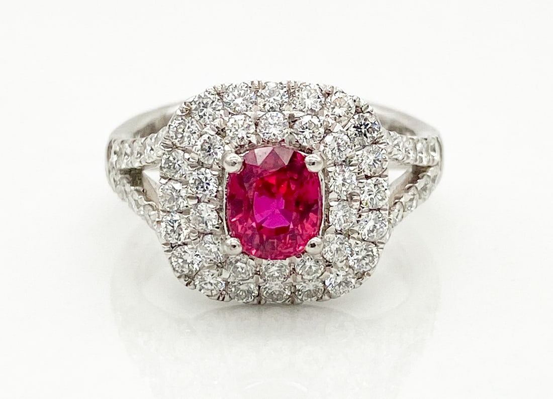 GIA Rare Unheated Ruby & Natural Diamond Ring (1 of 4)