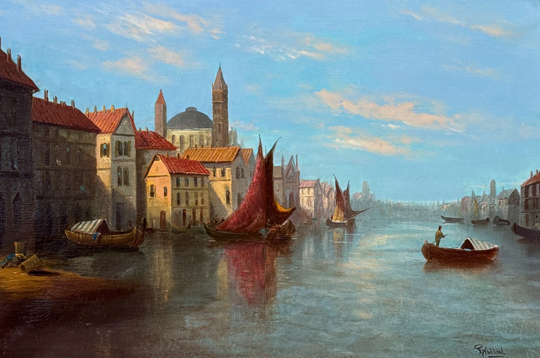 19th Century Venetian Canal Scene Painting (1 of 4)