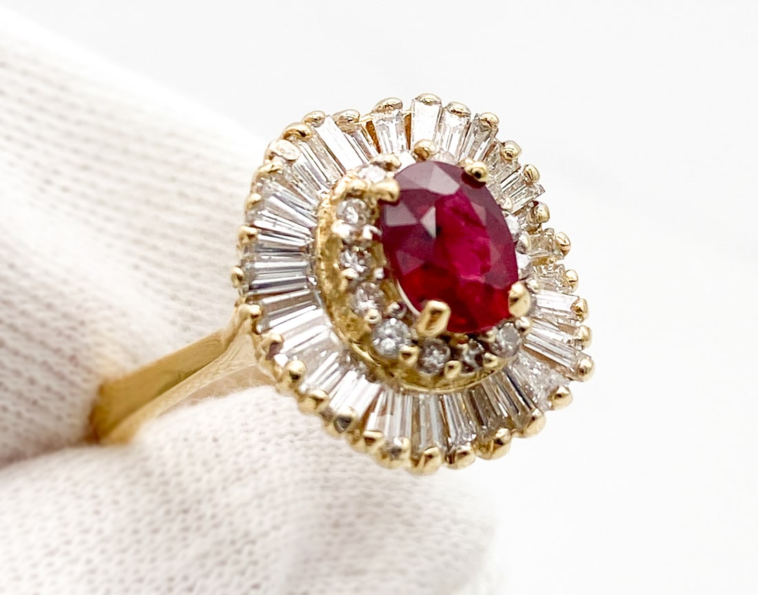 GIA Ruby & Natural Diamond 18k Yellow Gold Ring (1 of 5)