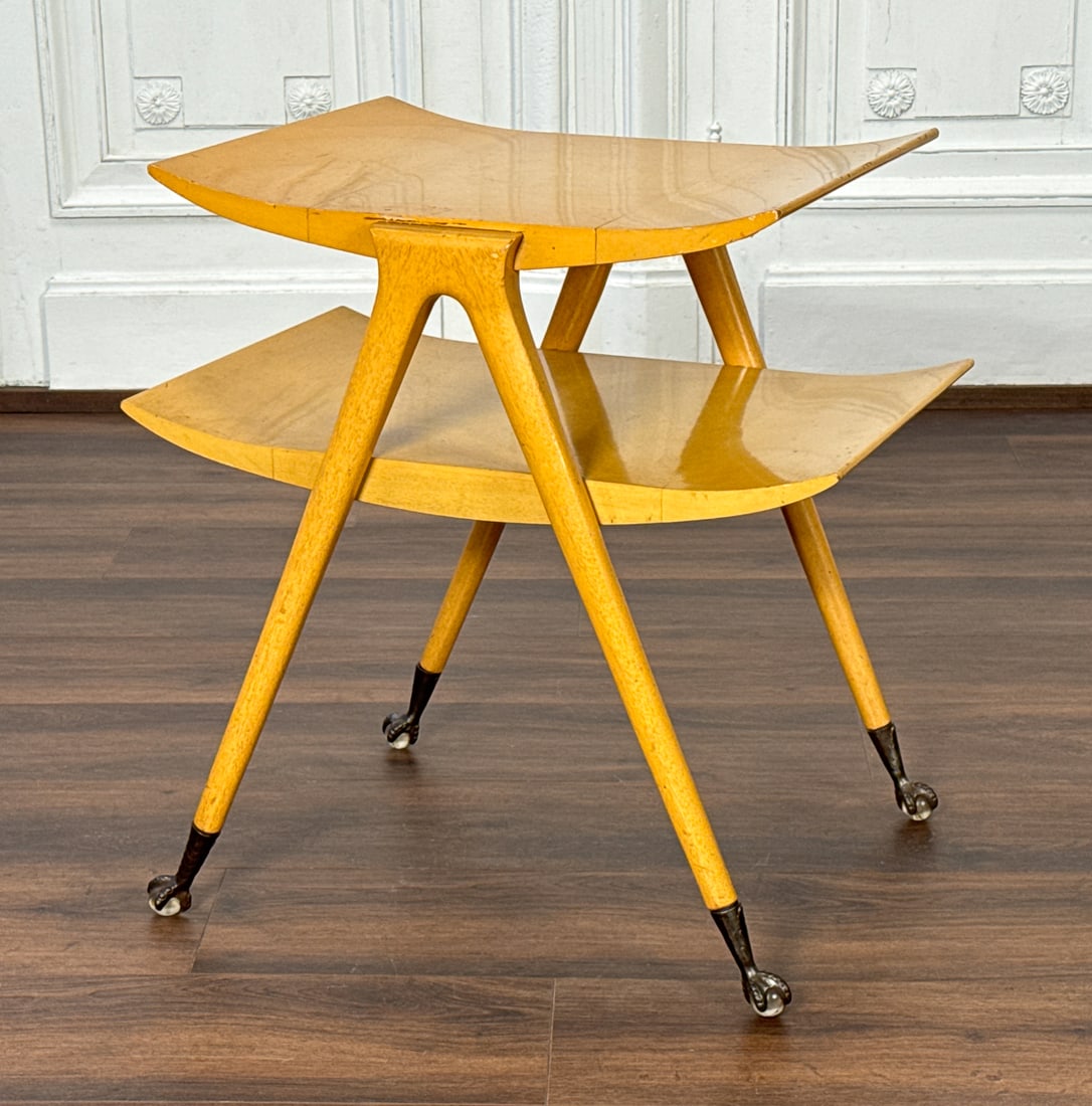 Italian Midcentury Modern Ico Parisi Side Table: Italian Midcentury Modern Ico Parisi Side Table, 1960's, Height 27, Width 26, Depth 19.5 Inches, Ball And Claw Feet, Attractive Patina, Review All Photos For Additional Condition Information.