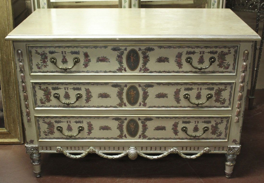 Hand-painted Nancy Corzine 3-drawer Chest: USD