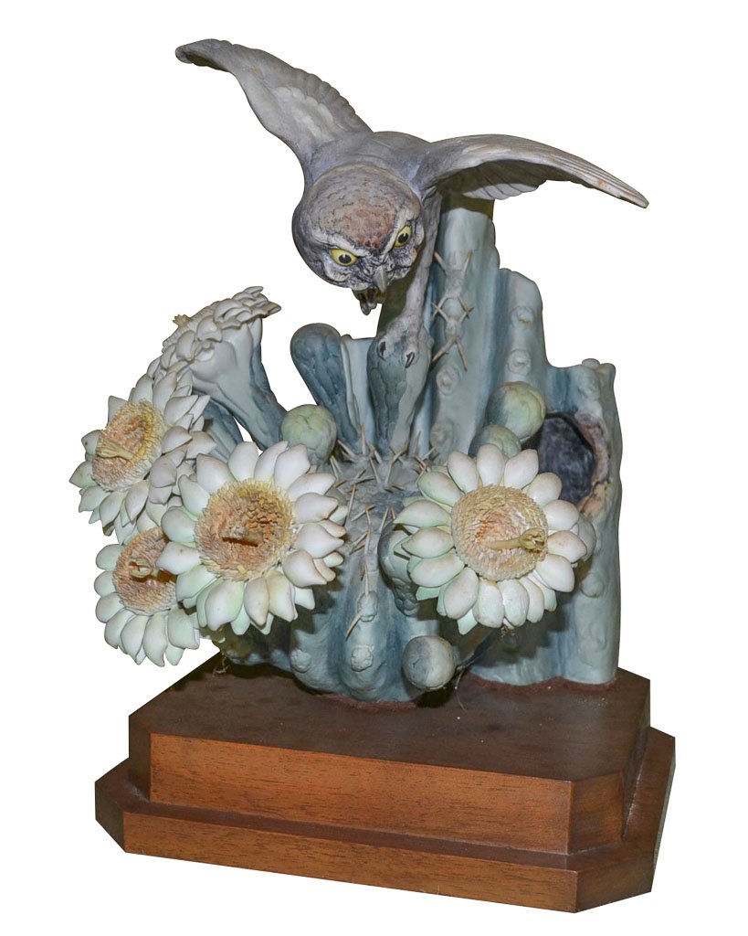 Moonlight Elf Owl And Giant Sagaro: By Dorothy Doughty, Wocester, England, 13" High