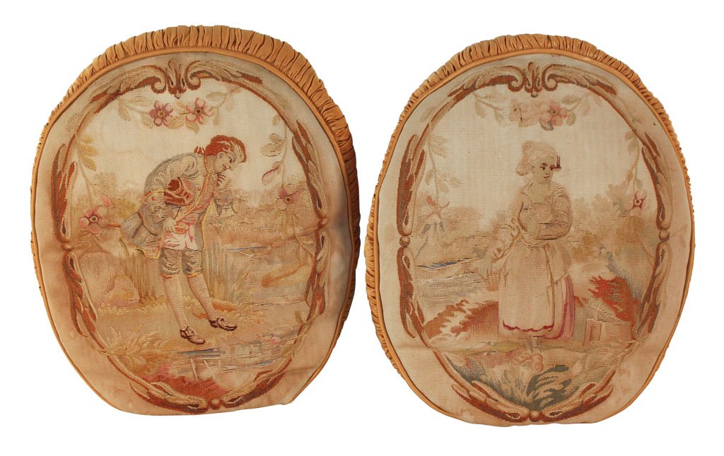 Pair Of Aubusson Pillows, 19th C.: No Reserve