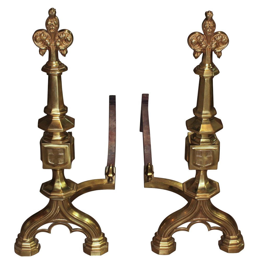Pair Of Gothic Andirons: No Reserve. 30"h