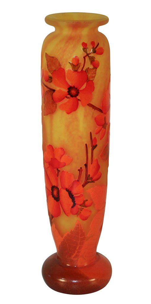 Daum Nancy Art Glass Vase: No Reserve. 11"h. (Copy of original work)