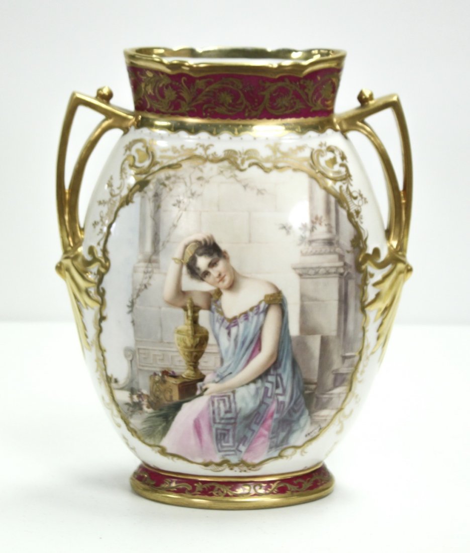 Oval Shaped Royal Vienna Vase: 14"h