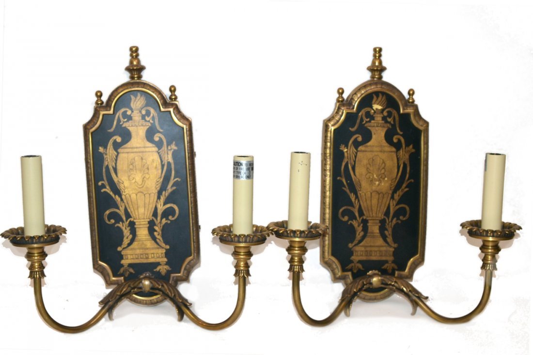 Pair of Decorative 2 Light Sconces: 14" h x 13" L