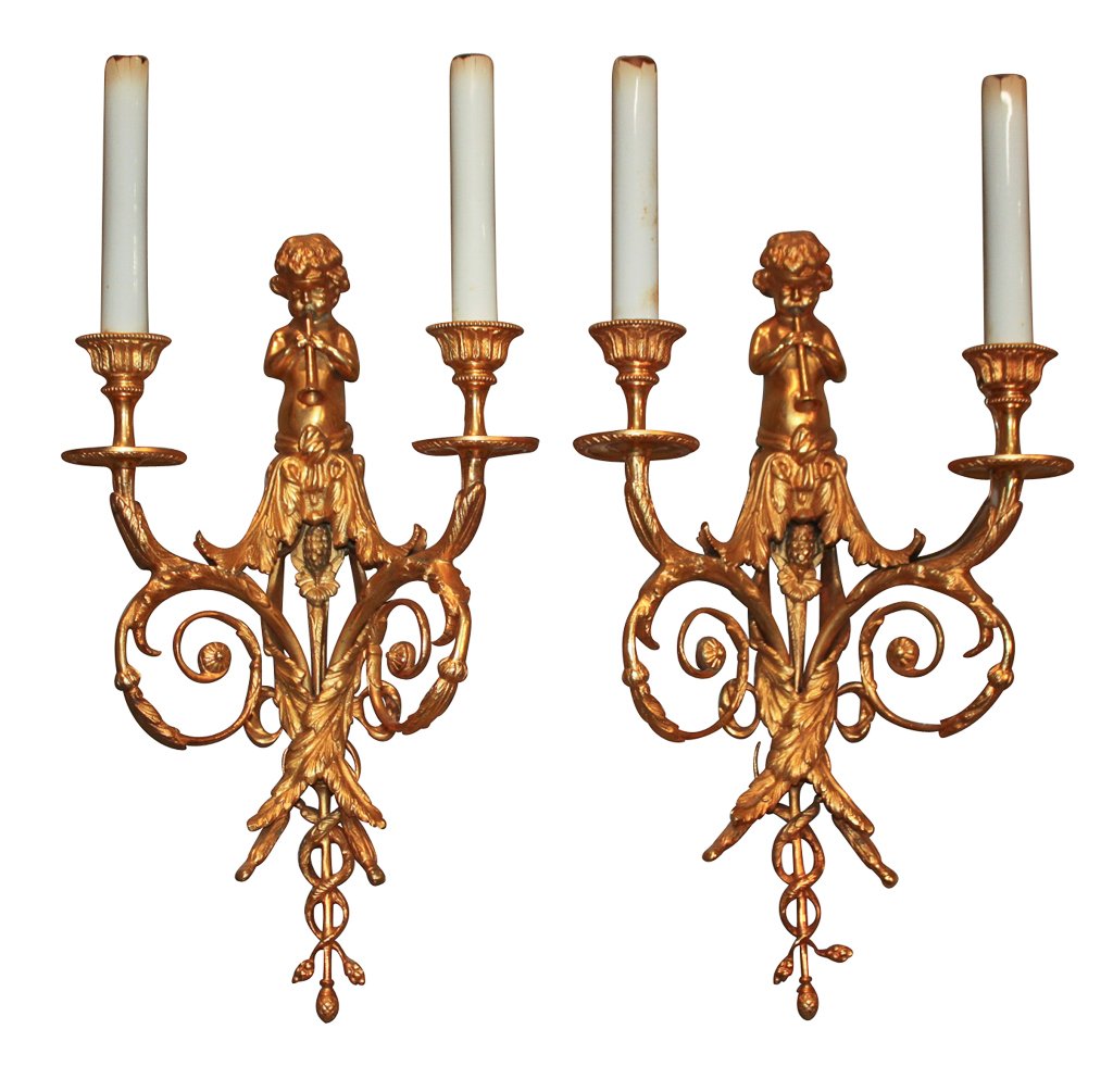 Fine Pair Of Gilt Bronze 2-light Wall Sconces (1 of 5)