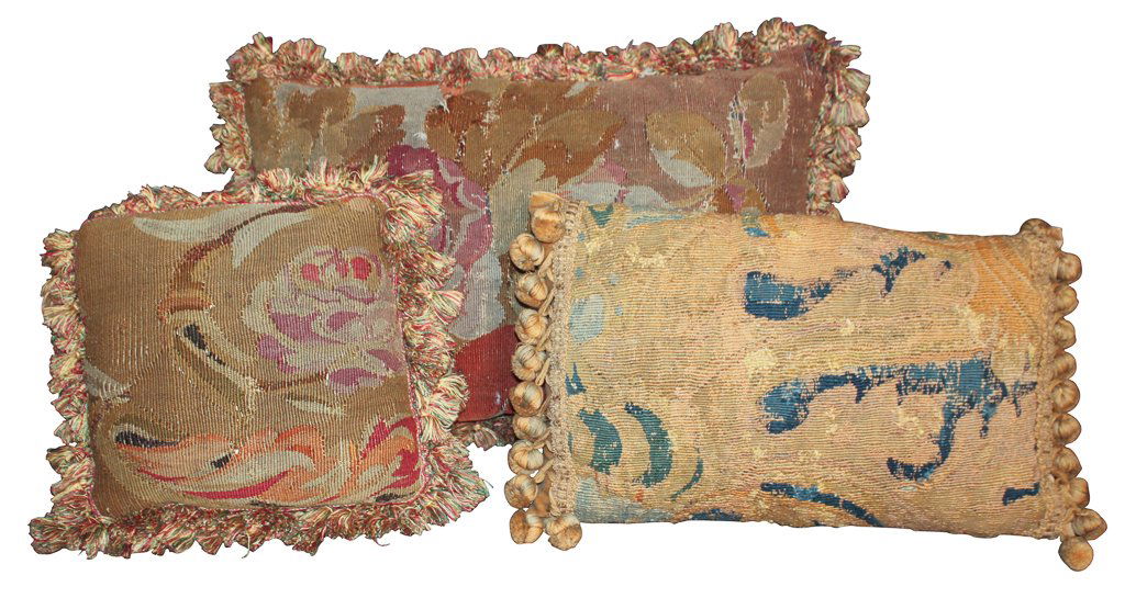 Nice Group Of 3 18th C. Tapestry Pillows (1 of 10)
