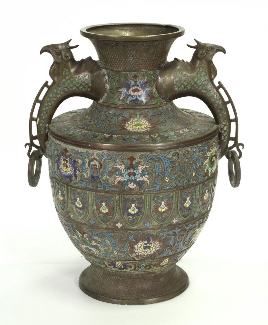 Large 19th Century Champleve Vase (1 of 4)
