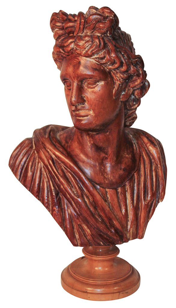 19th C. Roman Carved Wood Bust (1 of 8)