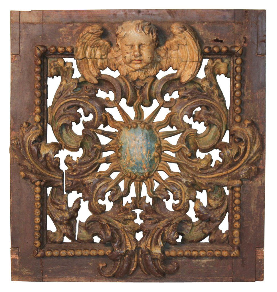 18th C. Italian Carved & Polychrome Panel (1 of 8)