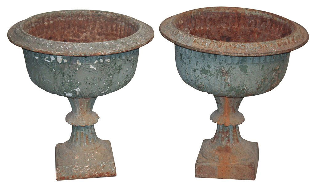Pair Of Early French Painted Iron Planters. (1 of 9)