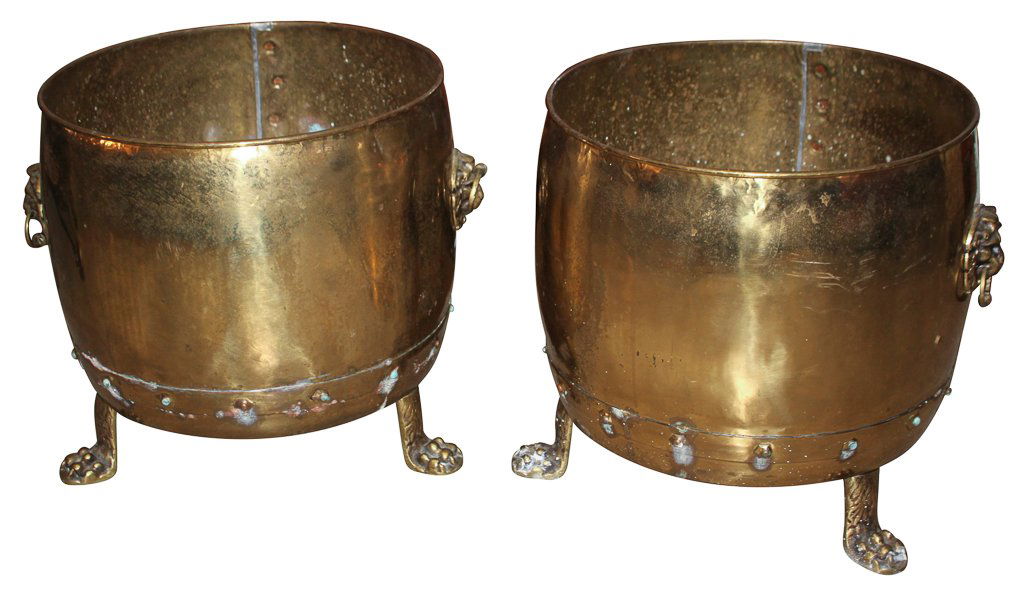 Pair Of English Brass Jardinieres With Claw (1 of 6)