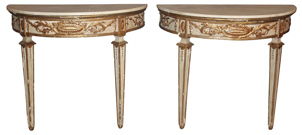 Pair Of French Louis Xvi Marble Top Consoles (1 of 10)