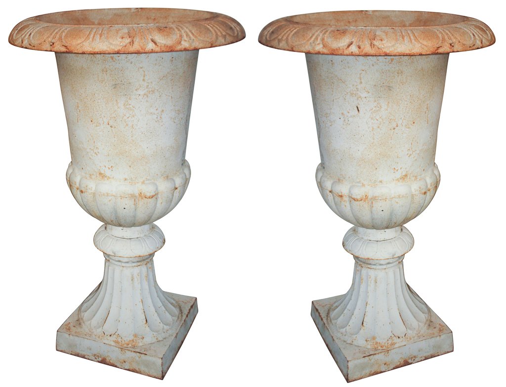 Large Pair Of French Painted Cast Iron Planters (1 of 7)