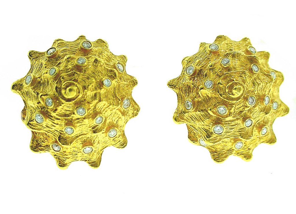 Zadora 18k Seashell Earrings W/ Diamond Accents (1 of 1)