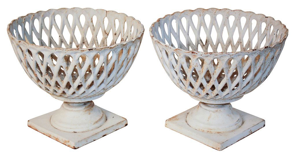 Pair Of Antique English Painted Iron Planters (1 of 4)