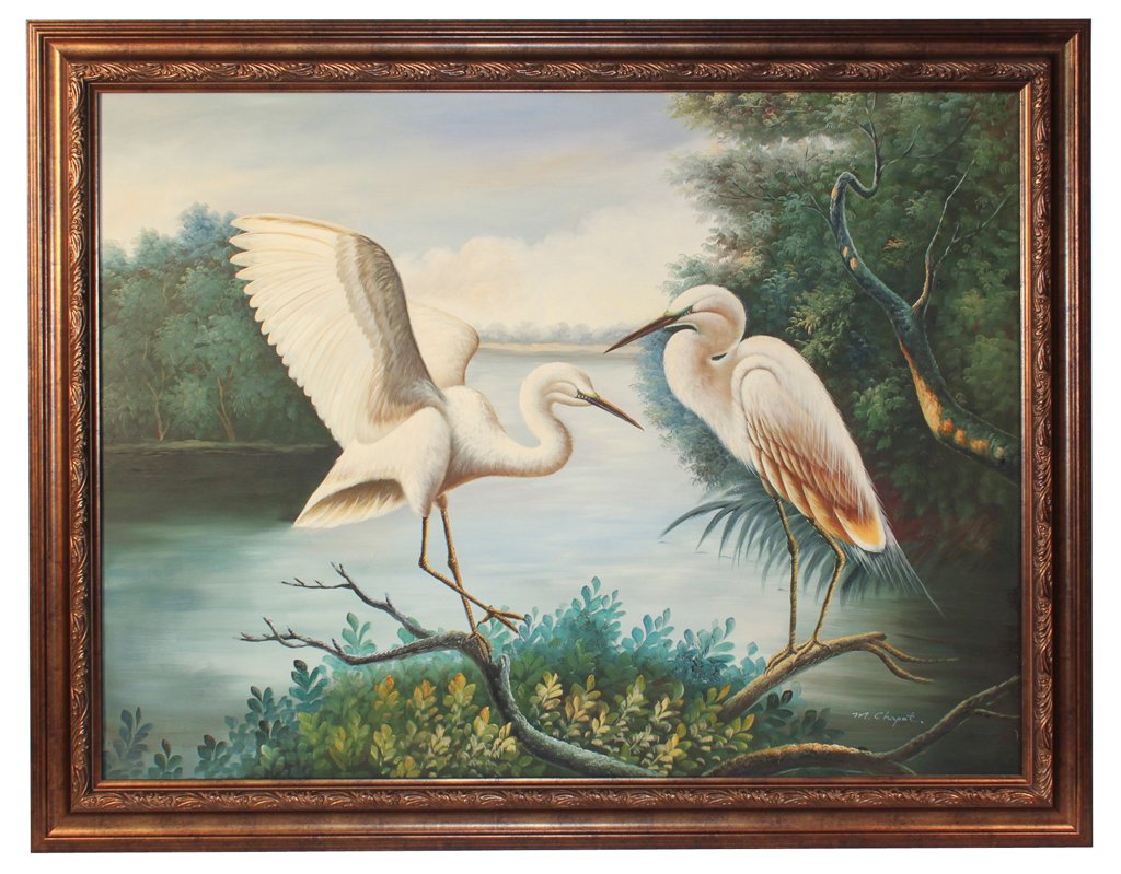 Decorative Oil On Canvas Of Herons (1 of 5)