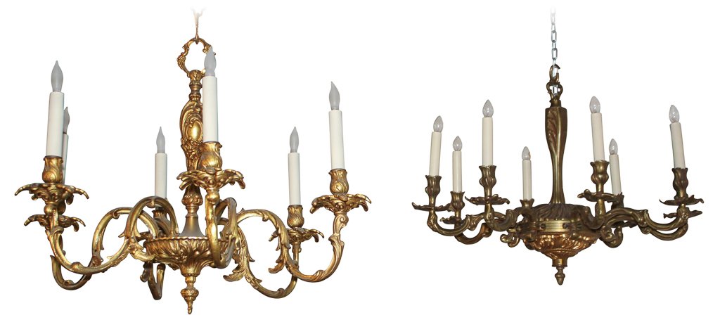 Group Of Two Antique Bronze Chandeliers (1 of 9)