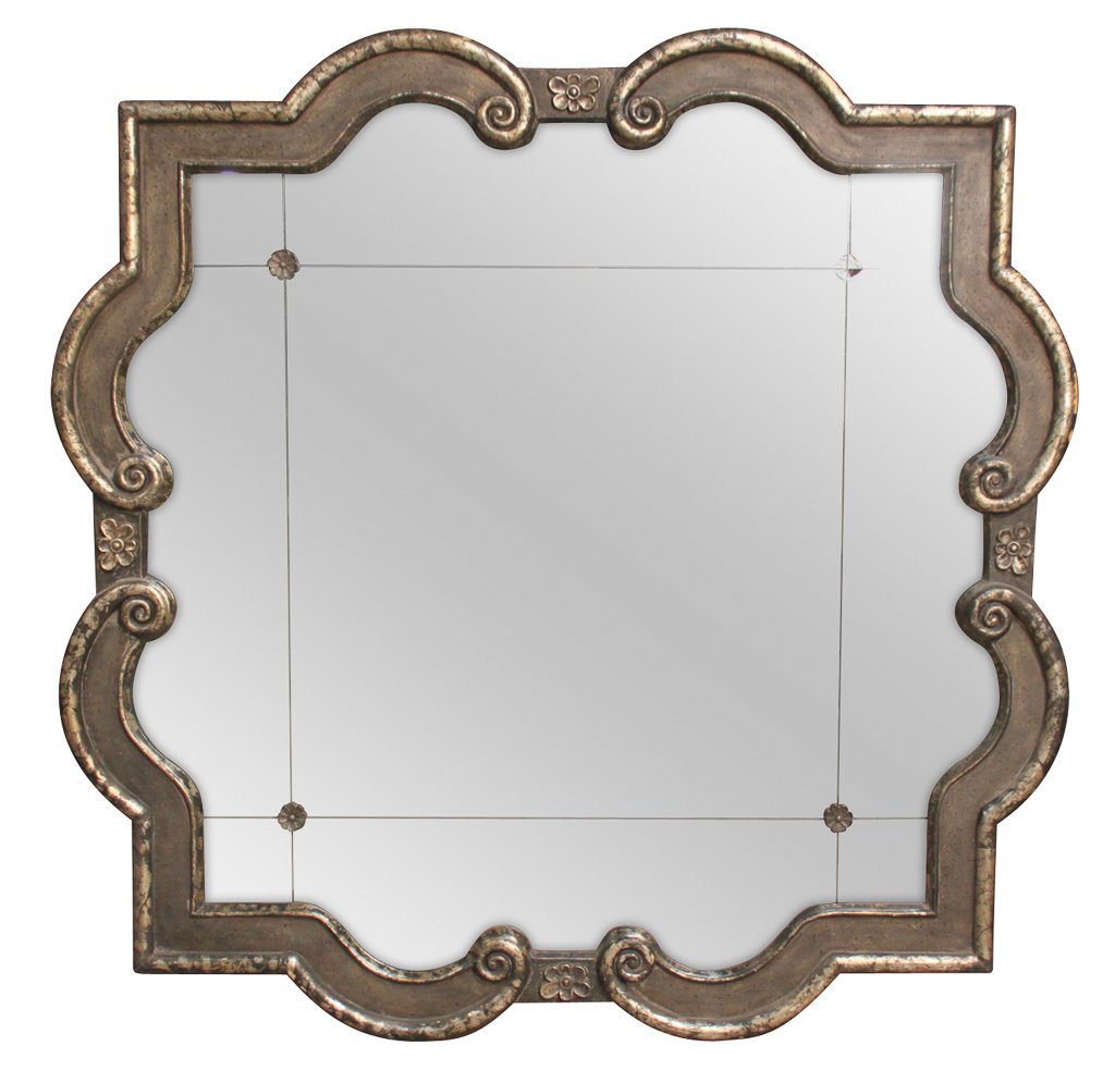 Large Silver Lacquered Decorative Mirror (1 of 5)