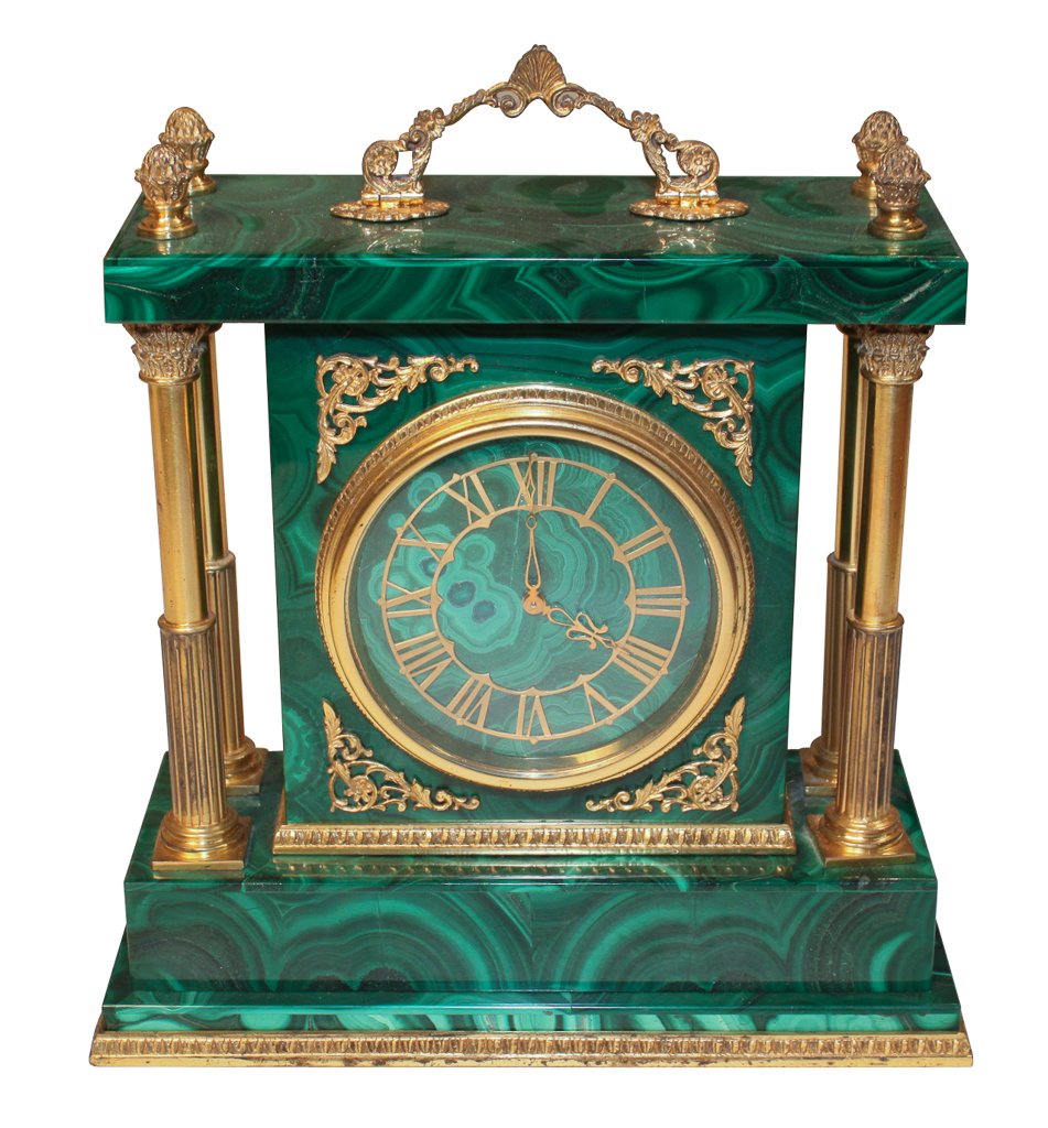 Malachite And Gilt Brass Desk Clock (1 of 7)