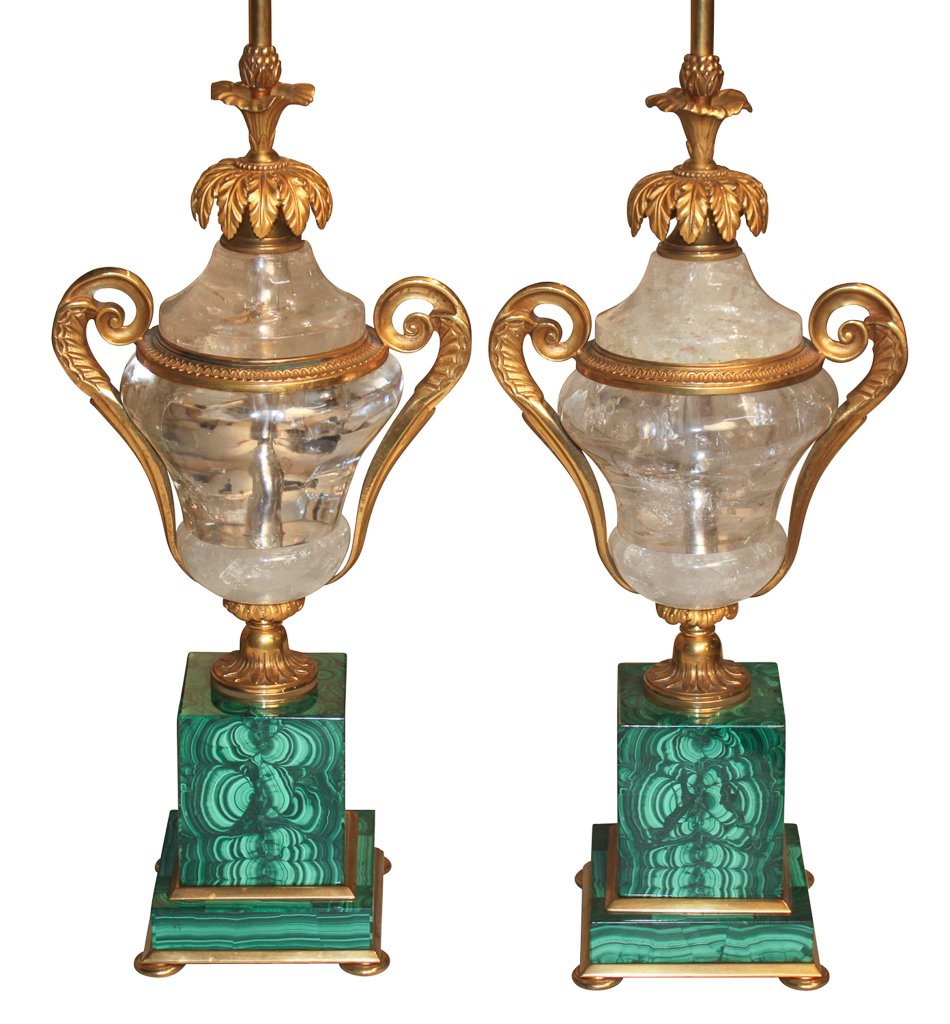 Fine Pair Of Malachite And Rock Crystal Lamps (1 of 10)