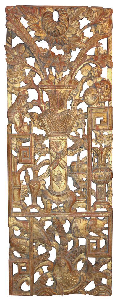 Oriental Wood Carved Panel (1 of 6)
