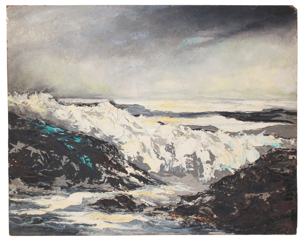 Forrest Bess, American. Oil On Board.: Seascape. 30w X 24h.