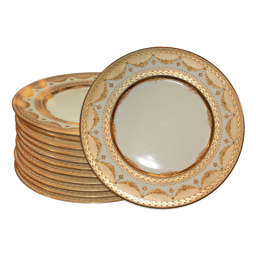 Fine Set Of 12 German Heavy Gold Encrusted (1 of 7)