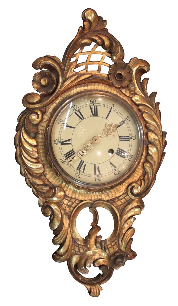 German Carved And Gilt Wood Wall Clock With (1 of 8)