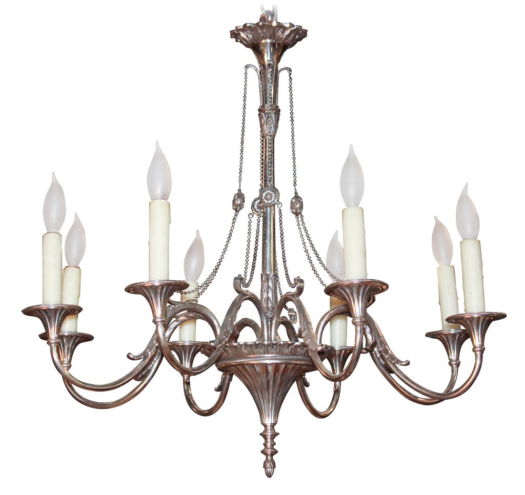 English Silver Over Bronze 8 Light Chandelier (1 of 7)