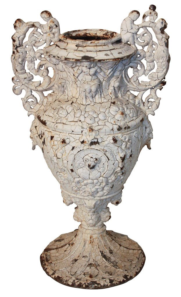 Antique French Painted Iron Double Handle Urn (1 of 7)