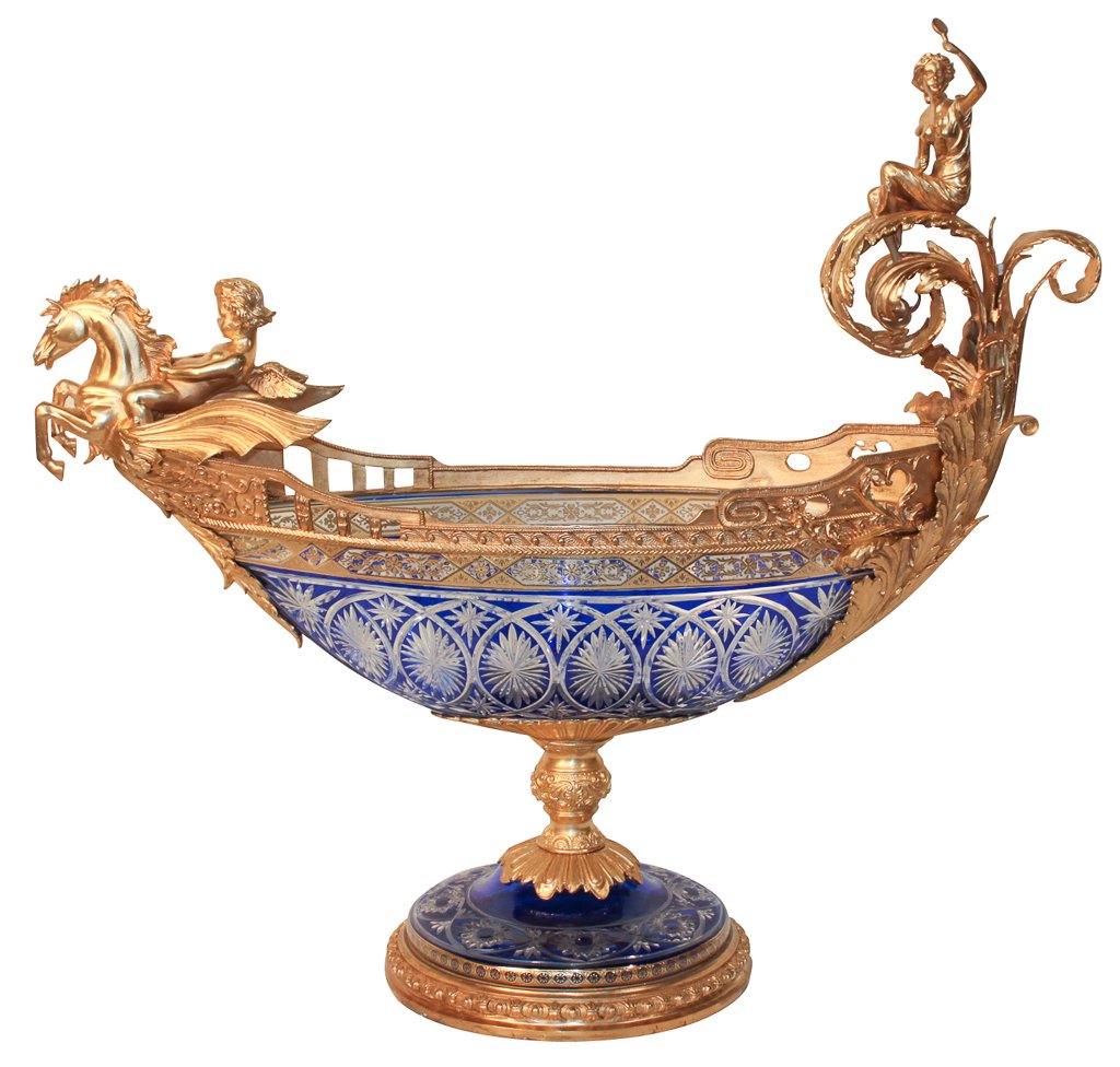 Palace Size Gilt Bronze And Blue Cut Glass (1 of 10)