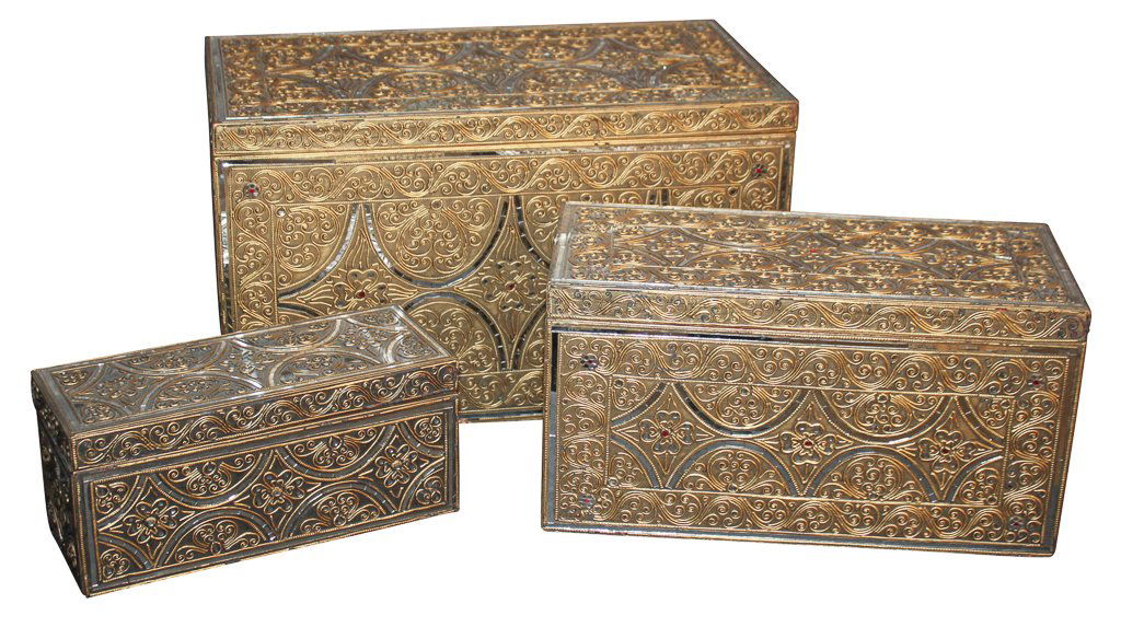 Group Of 3 Decorative Boxes: Largest 19.5w X 10d X 11.5h