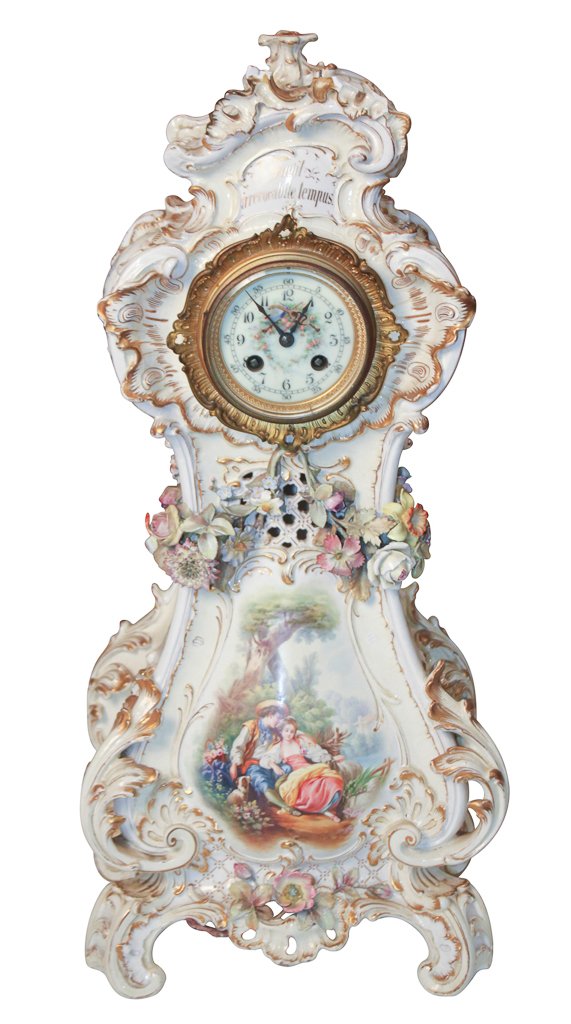 19th Century German Porcelain Mantel Clock (1 of 10)