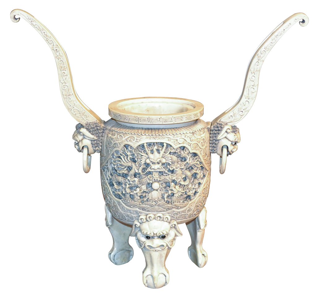 19th Century Chinese Carved Ivory Double Handle Urn (1 of 10)