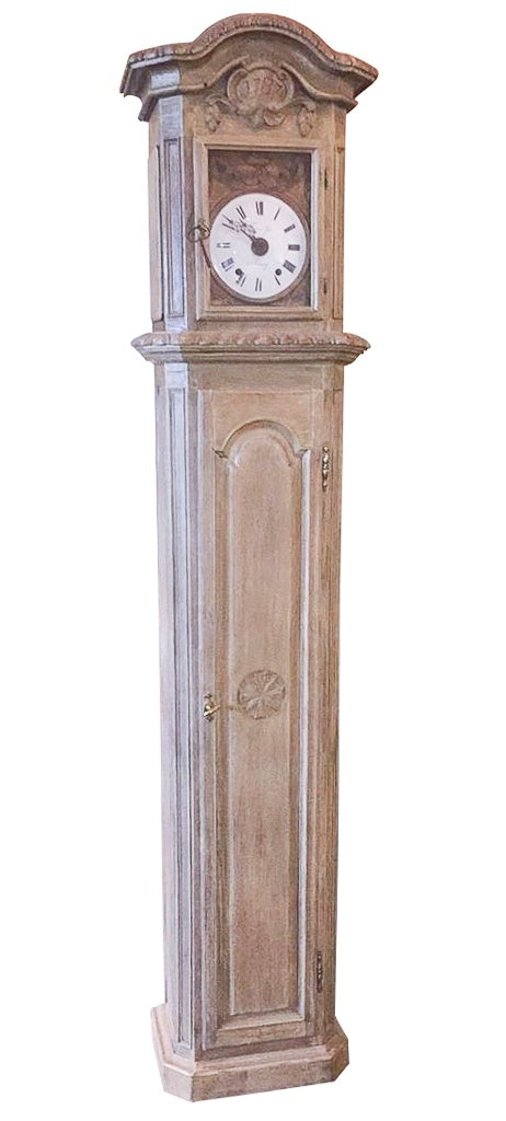 19th C. French Bleached Oak Grandfather Clock (1 of 6)