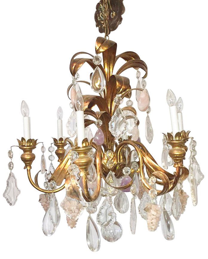 Patinated Gold Metal Leaf Form Chandelier (1 of 5)