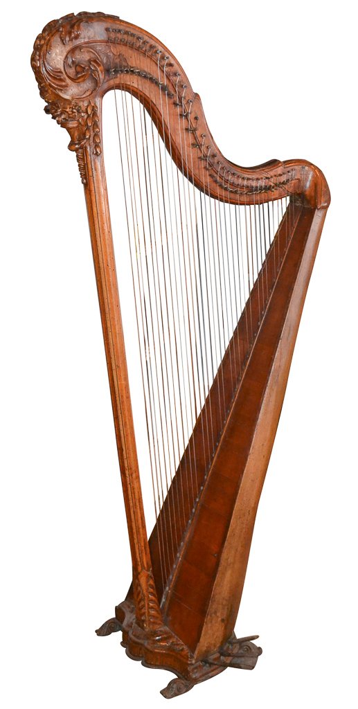 Rare 18th C.  French Carved Walnut Harp (1 of 8)