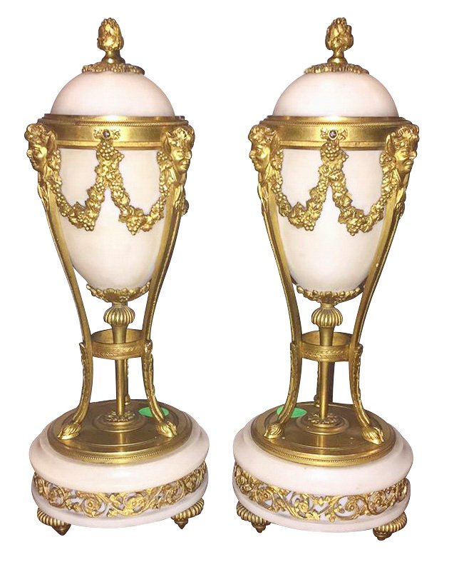 Fine Pair Of French Marble And Bronze Urns (1 of 5)